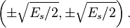 \left ( \pm \sqrt{E_s/2}, \pm \sqrt{E_s/2} \right ).