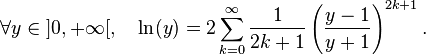 Improved taylor series of ln: 2 sum_{k=0..+inf} 1/(2k+1) * ((y-1)/(y+1))^(2k+1)