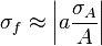 \sigma_f \aproks \left|
\frac {
\sigma_A}
{
A}
\right|