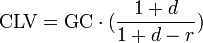 text{CLV} = text{GC} cdot (frac{1+d}{1+d-r})