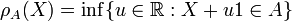 \rho_A(X) = \inf\{u \in \mathbb{R}: X + u1 \in A\}