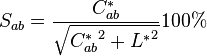 S_ {
ab}
\frac {
C^÷ _ {
ab}
}
{
\sqrt {
{
C^÷ _ {
ab}
}
^ 2+ {
L^÷}
^ 2}
}
100\%