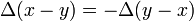 \Delta (x-y) = \Delta (y-x)