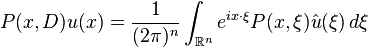 \kvad P (x, D) u (x) = \frac {
1}
{
(2 \pi)^ n}
\int_ {
\matb {
R}
^ n}
e^ {
mi ks\cdot \ksi}
P (x, \ksi) \hat {
u}
(\ksi) '\' 