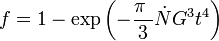 f = 1 - \eksp \left (- \frac {
'\pi\' 