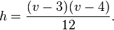 h = \frac {
(v) (v)}
{
12}
.