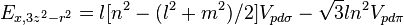 E_ {
x, 3z^2-r^2}
= l [n^2 - (l^2-+ m^2)/2] V_ {
pd\sigma}
- \sqrt {
3}
l n^2 V_ {
pd\pi}