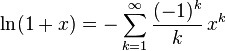 \ln (1-x) \sum_ {
k 1}
^\infty \frac {
(- 1)^ k}
{
k}
'\' 