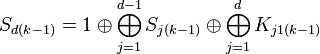 S_ {
d (k)}
= 1 \oplus \bigoplus_ {
j 1}
^ {
d}
S_ {
j (k)}
\oplus \bigoplus_ {
j 1}
^ {
d}
K_ {
j1 (k)}