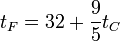  t_F = 32 + \frac{9}{5} t_C