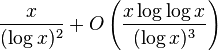 \frac {
x}
{
(\log x)^ 2}
+O\left (\frac {
ks\log\log x}
{
(\log x)^ 3}
\right)