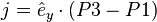 j = \hat e_y \cdot (P3 - P1)