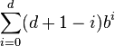 \sum_ {
i 0}
^ d (d1-I) b^i