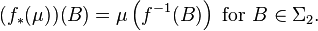 (f_ {
÷}
(\mu)) (B)
= \mu \left (f^ {
- 1}
(B) \right) \mboks {
por}
B \in \Sigma_ {
2}
.