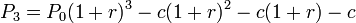 P_3 = P_0(1+r)^3- c(1+r)^2- c(1+r) - c