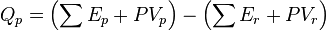 Q_p = \left (\sum E_p-+ P V_p \right) - \left (\sum E_r-+ P V_r \right)