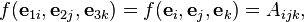 f (\tekstbf {
e}
_ {
1i}
, \tekstbf {
e}
_ {
2j}
, \tekstbf {
e}
_ {
3k}
)
= f (\tekstbf {
e}
_ {
mi}
, \tekstbf {
e}
_ {
j}
, \tekstbf {
e}
_ {
k}
)
= A_ {
ijk}
,