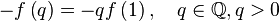 - f\left (q\right) = - q-f\left (1\right), \kvad q \in \matb {
Q}
, q> 0