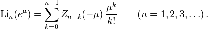 \operatorname {
Lio}
_ {
n}
(e^\mu) = \sum_ {
k 0}
^ {
n}
Z_ {
n-k}
(\mu) '\' 