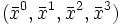 (bar{x}^0,bar{x}^1,bar{x}^2,bar{x}^3)