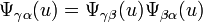 \displaistile\Psi_ {
\gamma\alpha}
(u) = \Psi_ {
\gamma\beta}
(u) \Psi_ {
\beta\alpha}