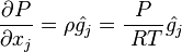 {
\partial P\over\partial ks_j}
= \rho\hat {
g_j}
= {
'P\over\' 