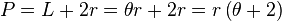 P = L-+ 2r = \theta r + 2r = r \left (\theta + 2 \right)