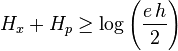 H_x + H_p \ge \log \left(\frac{e\,h }{2}\right)