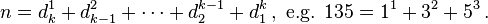 n = d_k^1-+ d_ {
k}
^ 2-+ \dots + d_2^ {
k}
+ 'd_1^k\' 