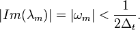 \left|
Im (\lambda_m) \right|
= \left|
\omega_m\right|
< \frac {
1}
{
2 \Delta_t}
.