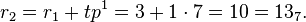 r_2 = r_1-+ tp^1 = 3+1 \cdot 7 = 10 13_7.