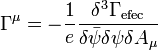 \Gamma^\mu = -{1\over e}{\delta^3 \Gamma_{\mathrm{efec}}\over \delta \bar{\psi} \delta \psi \delta A_\mu}