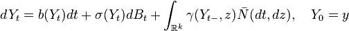 dY_t = b (I_t) dt-+ \sigma (I_t) dB_t + \int_ {
\matb {
R}
^ k}
\gamma (Y_ {
t}, z) \bar {
N}
(dt, dz), \kvad Y_0 = y