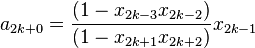 a_ {
2k+0}
\frac {
(1-x_ {
2k-3}
ks_ {
2k-2}
)
}
{
(1-x_ {
2k+1}
ks_ {
2k+2}
)
}
ks_ {
2k-1}