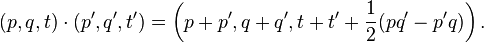 (p, q, t) \cdot (la t de la q, de p, ')
\left (la t+t'\frac de la q q, de p p, {
1}
{
2}
(p la q de q'-p) \right).