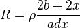 R= \rho{2b+2x\over a dx}