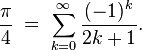 Gregory-Leibniz formula
