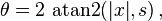 \theta =2\, \operatorname {
atan2}
(|
x|
, s) '\' 