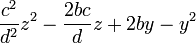 \frac{c^2}{d^2}z^2 - \frac{2bc}{d}z + 2by - y^2