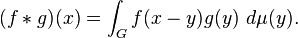 (f÷ g) (x) = \int_G f (x - y) g (y) '\' 