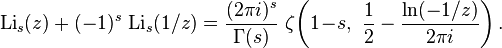 \operatorname {
Lio}
estas (z) + (- 1)^ s '\' 