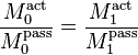 \frac {
M_0^\mathrm {
ago}
}
{
M_0^\mathrm {
pasi}
}
= \frac {
M_1^\mathrm {
ago}
}
{
M_1^\mathrm {
pasi}
}