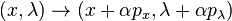 (x, \lambda) \rightarow (ks+ \alpha p_ks, \lambda + \alpha p_\lambda)