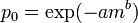 p_0 = \eksp (- a m^b)