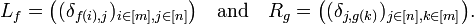 L_f=\bigl ((\delta_ {
f (mi), j}
)
_ {
i\in [m], j\in [n]}
\bigr) \kvad\tekst {
kaj}
\kvad R_g=\bigl ((\delta_ {
j, g (k)}
)
_ {
j\in [n], k\in [m]}
\bigr).