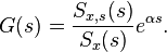 G(s) = \frac{S_{x,s}(s)}{S_x(s)}e^{\alpha s}.