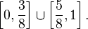 \left [0, \frac {
3}
{
8}
\right] \kup \left [\frac {
5}
{
8}
, 1\right].