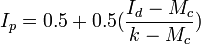 I_p = 0.5 + 0.5 (\frac {
I_d - M_c}
{
k - M_c}
)