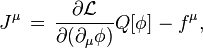 J^\mu\,=\,\frac{\partial\mathcal{L}}{\partial(\partial_\mu\phi)}Q[\phi]-f^\mu,