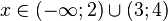 x in (-mathcal {1}; 2) cup (3; 4)